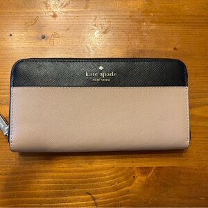 Kate Spade Tan and Black Zip Wallet